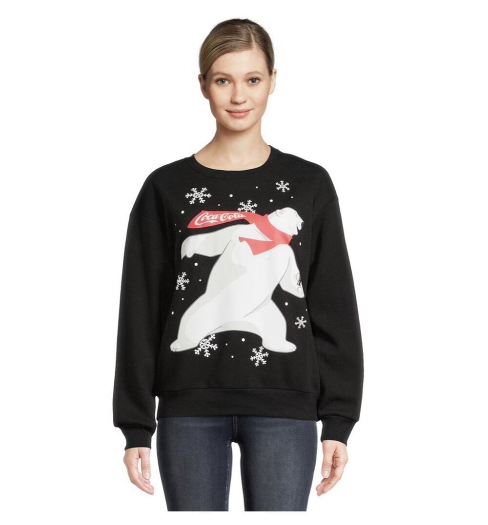 Coca-Cola Polar Bear Graphic Light Up Crewneck Sweatshirt Black size XS